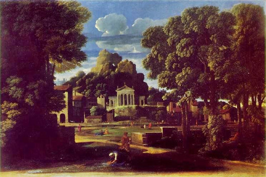 Landscape With The Gathering Of The Ashes Of Phocion By His Widow by Nicolas Poussin