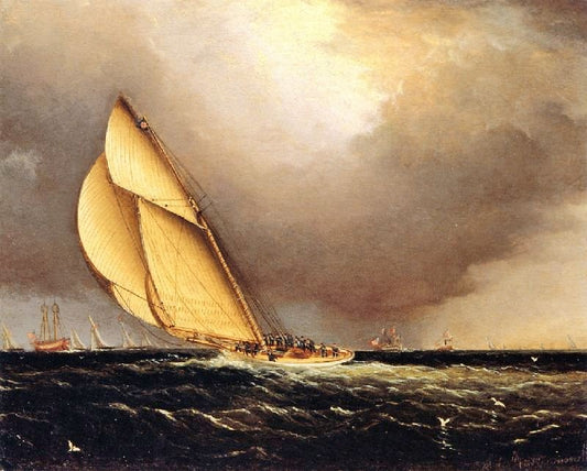 The ’Volunteer’ Taking The Lead Around The Lightship Sandy Hook by James E. Buttersworth