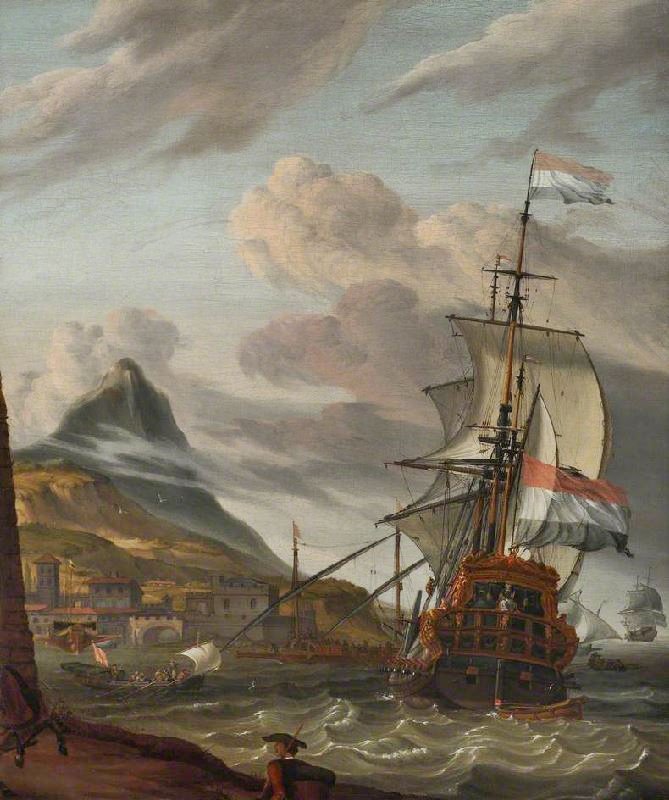 A Dutch Ship Entering A Mediterranean Port by Abraham Jansz. Storck