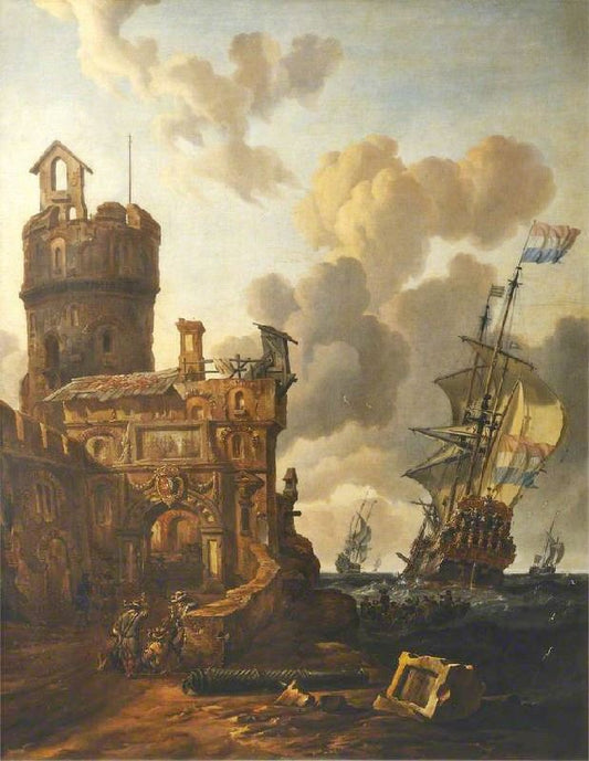 A Dutch Ship Passing A Fort by Abraham Jansz. Storck