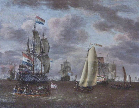 A Whaler And Other Ships At Anchor Before A Port by Abraham Jansz. Storck