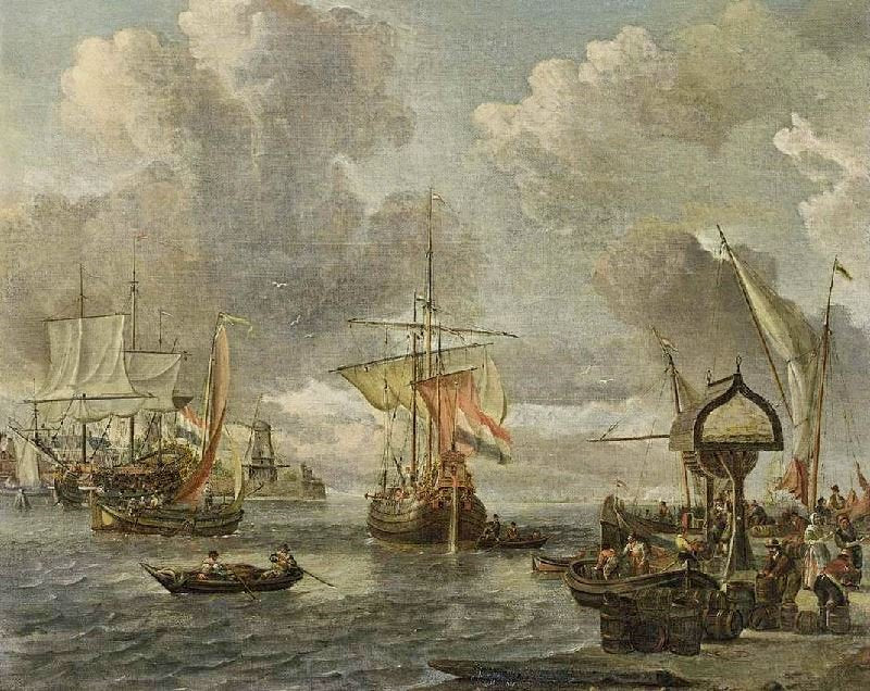 View Of A Harbour On The Zuiderzee by Abraham Jansz. Storck