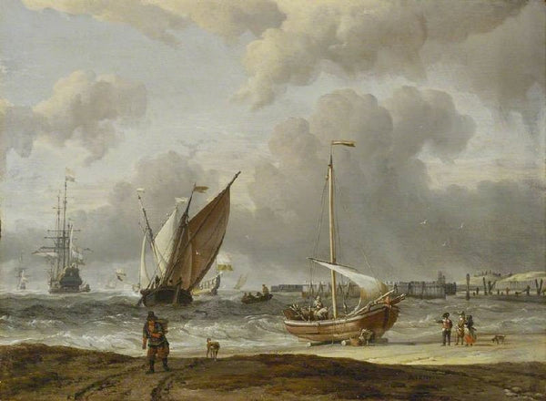 Fishing Boats In A Storm Off The Dutch Coast At Den Helder by Abraham Jansz. Storck