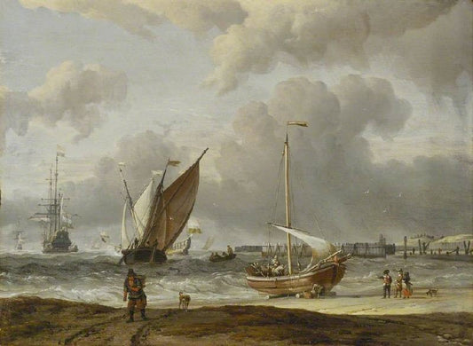 Fishing Boats In A Storm Off The Dutch Coast At Den Helder by Abraham Jansz. Storck