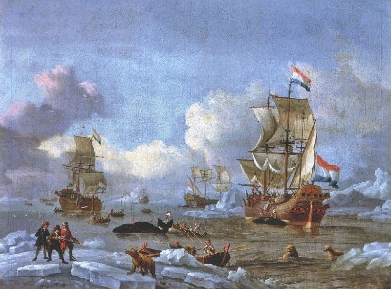 Whaling In The Arctic Ocean by Abraham Jansz. Storck