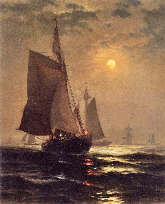 Moonlight In New York Harbor by Edward Moran