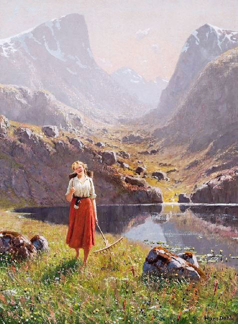 GIRL BY A MOUNTAIN LAKE