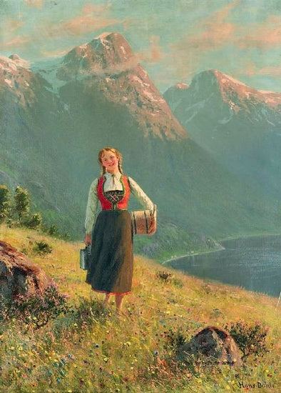 Young Girl By A Fjord by Hans Dahl