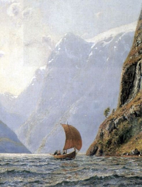 Sailing In A Fjord by Hans Dahl