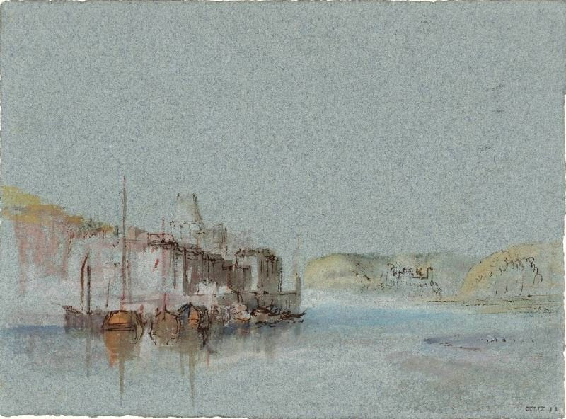 Quilleboeuf From The River, With The Towers Of Tancarville In The Distance by Joseph Turner