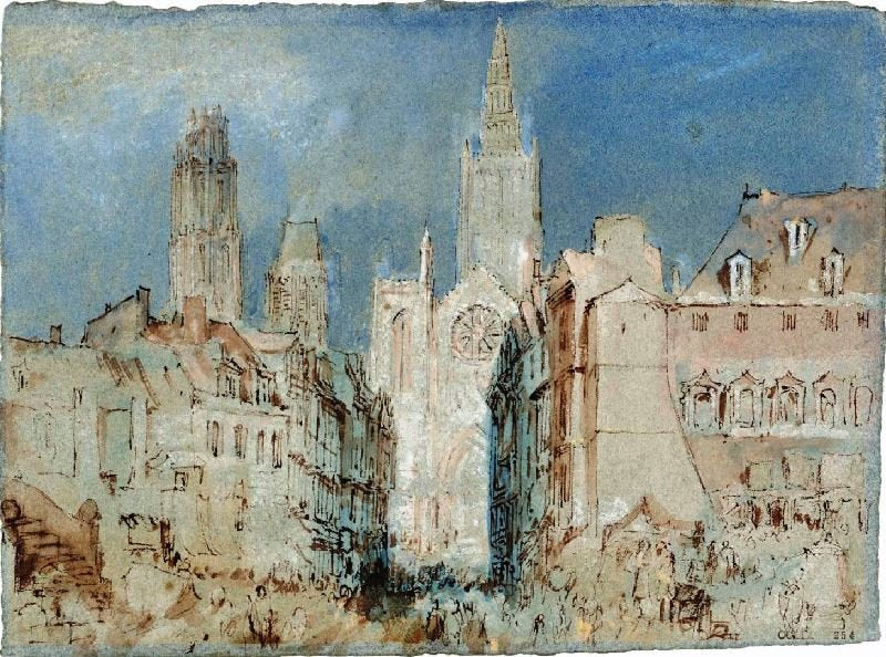 Rouen, The Cathedral From The Place De La Haute-Vieille-Tour by Joseph Turner