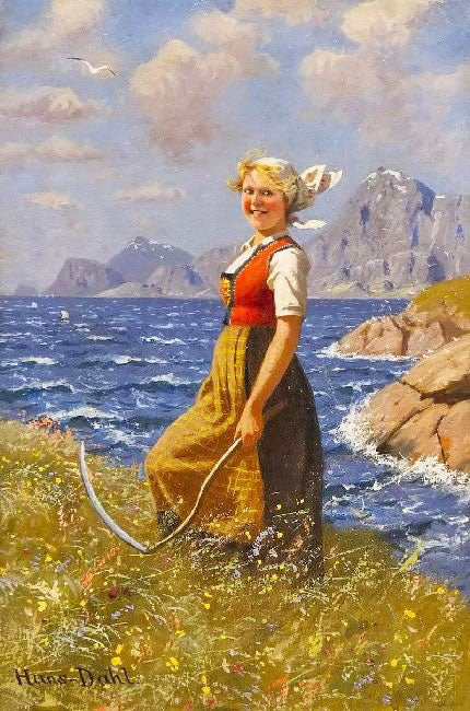 Maid With Scythe by Hans Dahl