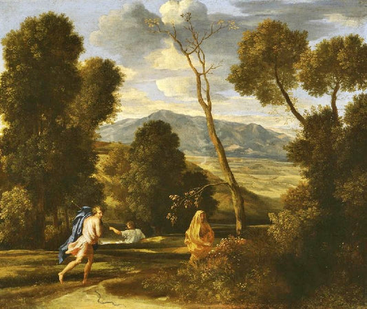 Landscape With A Man Pursued By A Snake by Nicolas Poussin