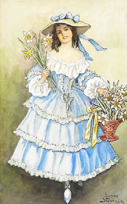 Girl With Flower Basket by Jenny Nyström