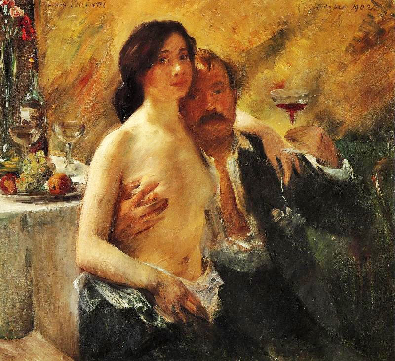 Self Portrait With Charlotte Berend And A Glass Of Champagne by Lovis Corinth
