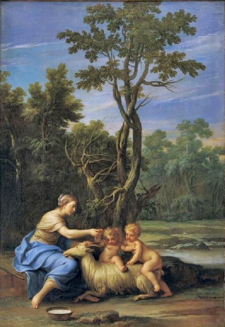 Pastoral Scene With A Maiden Offering Cherries To A Child by Marcantonio Franceschini