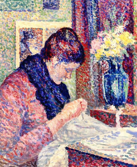 Woman Sewing by Maximilien Luce