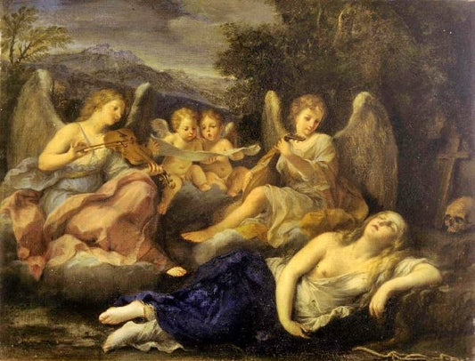 The Ecstasy Of Mary Magdalene With Angels Playing Music by Marcantonio Franceschini