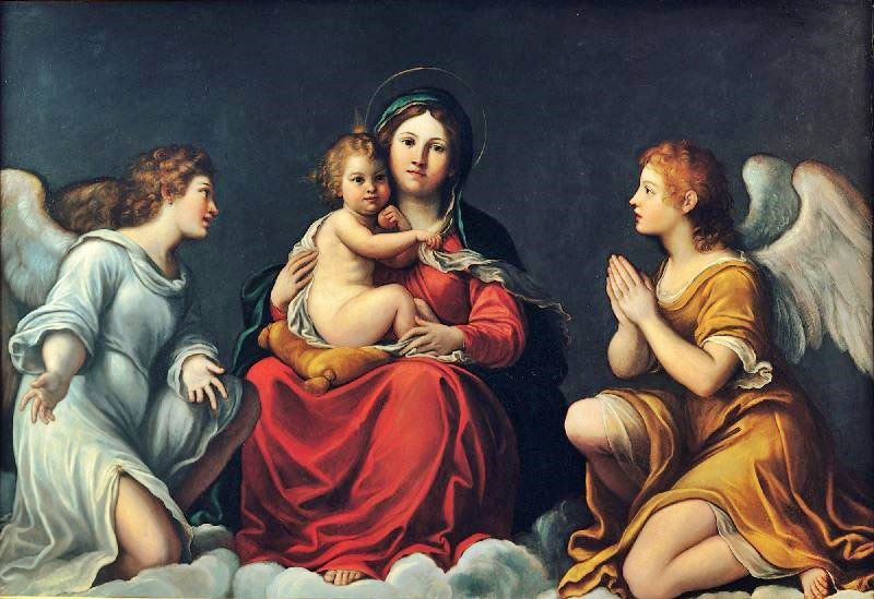 Madonna With Child And Angels by Francesco Albani