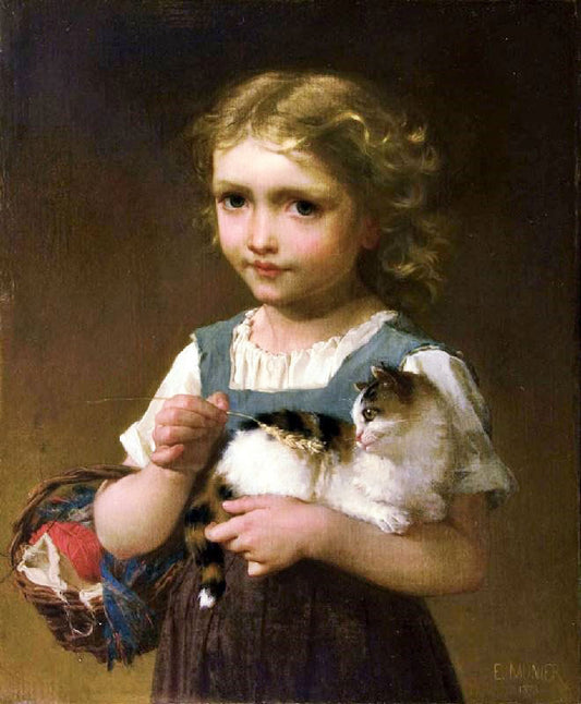 Girl With A Kitten by Emile Munier