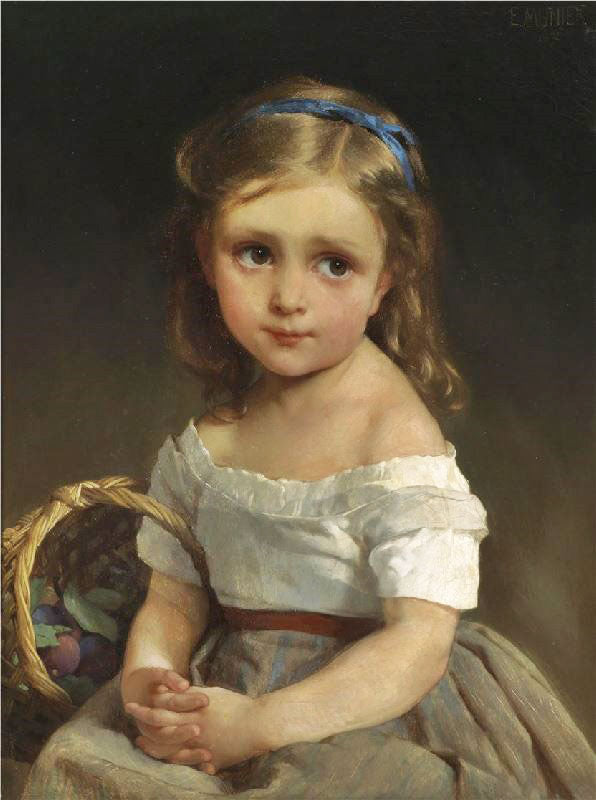 Girl With Basket Of Plums by Emile Munier