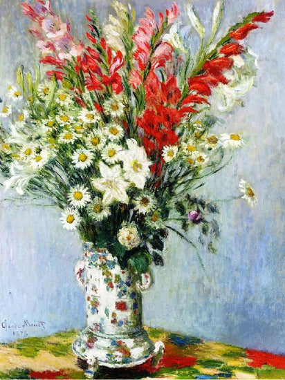 Bouquet Of Gladiolas, Lilies And Dasies by Claude Oscar Monet