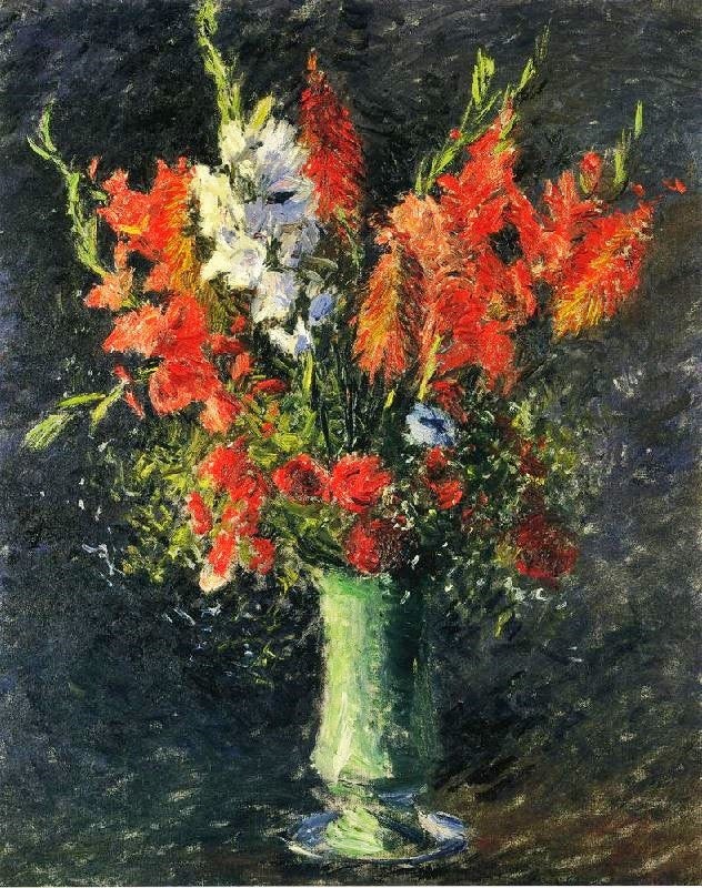 Vase Of Gladiolas by Gustave Caillebotte