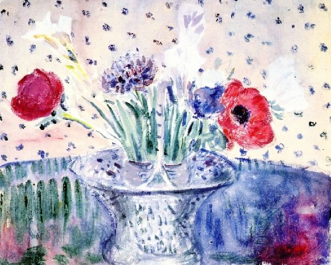 Anemones In Silver Basket by Frederick Carl Frieseke