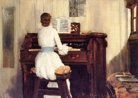 Mrs. Meigs At The Piano Organ by William Merritt Chase