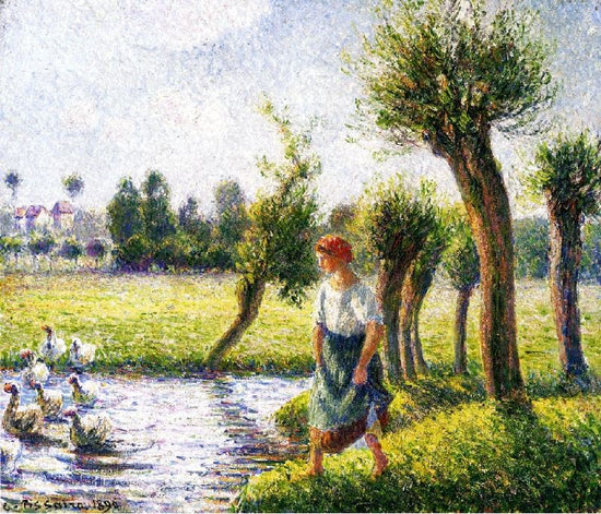 Peasant Woman Watching The Geese by Camille Pissarro