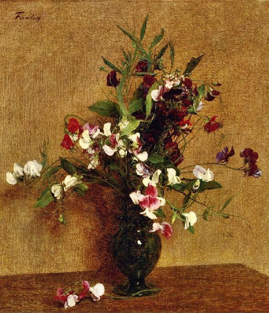 Sweet Peas In A Vase by Henri Fantin-Latour