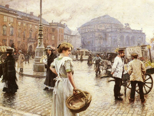 A View Of Kongens Nytorv, Copenhagen by Paul-Gustave Fischer