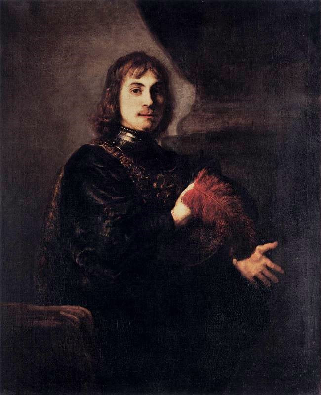 Portrait Of A Man With A Breastplate And A Plumed Hat (Follower) by Rembrandt van Rijn
