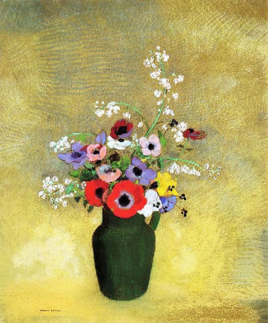 Flowers In A Green Pitcher by Odilon Redon