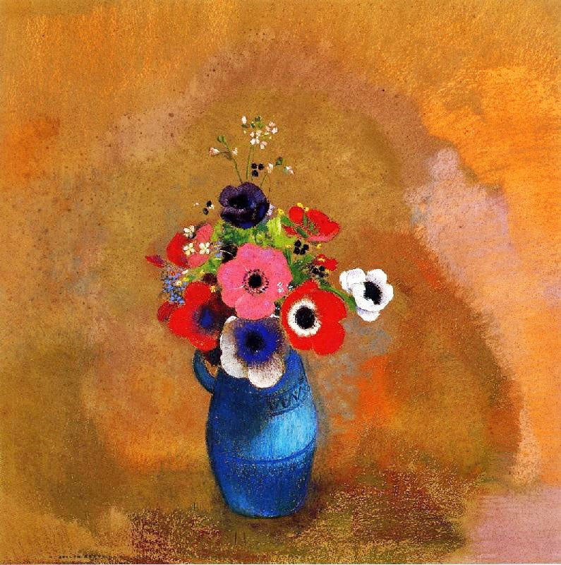 Anemonies In A Blue Vase by Odilon Redon