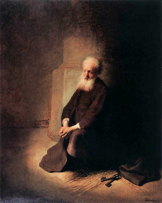 Apostle Peter Kneeling In Prison by Rembrandt van Rijn