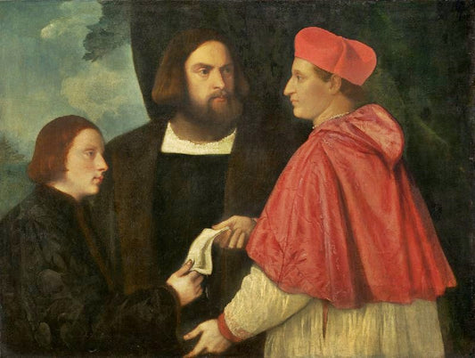 Girolamo And Cardinal Marco Corner Investing Marco, Abbot Of Carrara With His Benefice by Titian