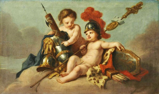 Children Floating On Clouds With Arms, Armour And Insignia by Johann Heinrich Tischbein the Elder