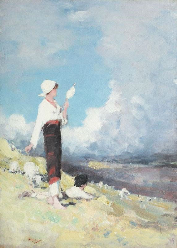 Peasant Girl With Flock Of Sheep In Muscelului Valley by Nicolae Grigorescu