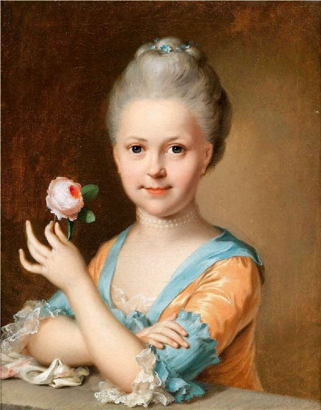 Portrait Of A Young Girl With A Rose by Johann Heinrich Tischbein the Elder