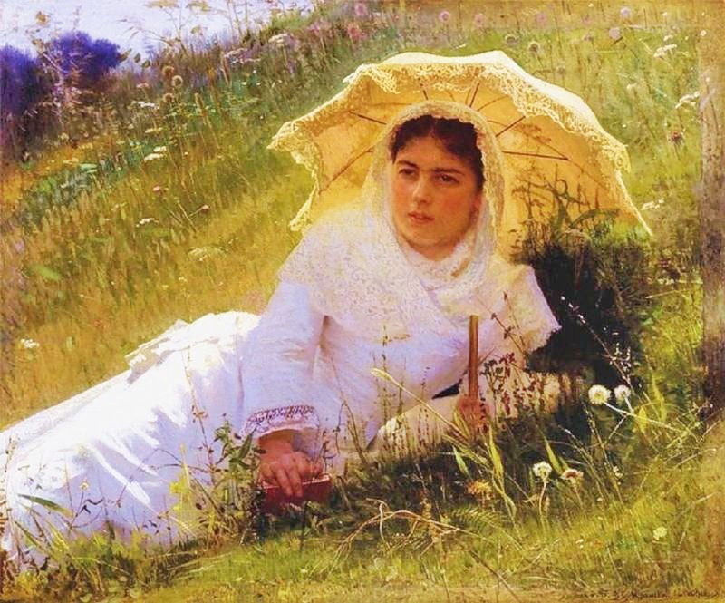 Woman With Parasol by Ivan Nikolaevich Kramskoi