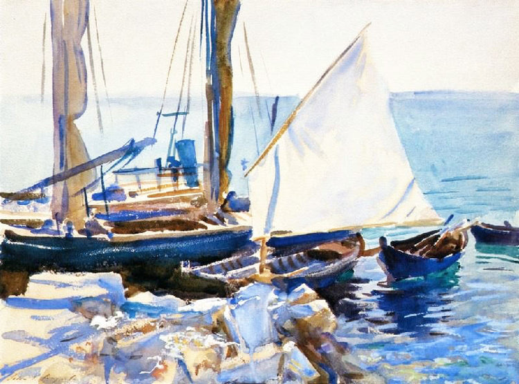 Boats On Lake Garda by John Singer Sargent