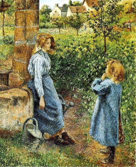 Young Woman And Child At The Well by Camille Pissarro