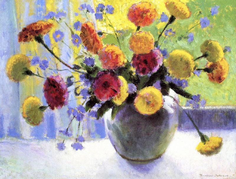 Vase Of Zinnias by Bernhard Gutmann