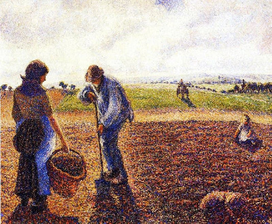 Peasants In The Field, Eragny by Camille Pissarro