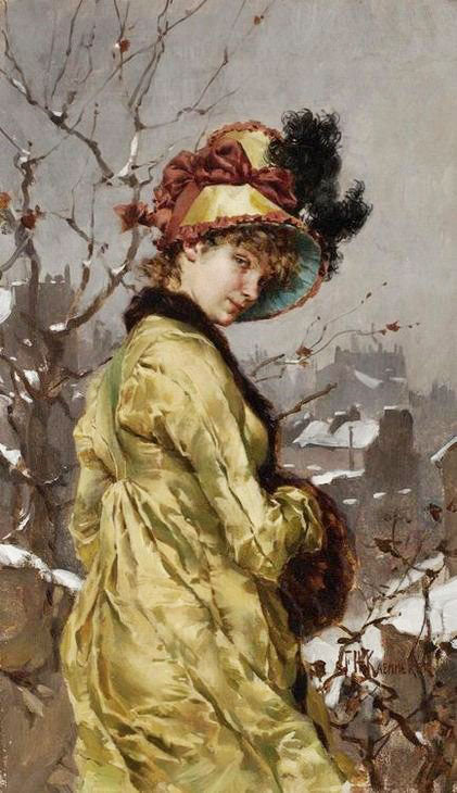 A Woman In Winter Dress by Frederik Henrdik Kaemmerer
