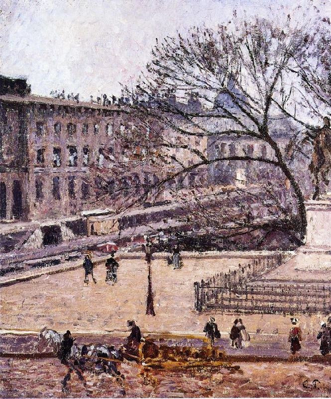 The Treasury And The Academy, Gray Weather by Camille Pissarro