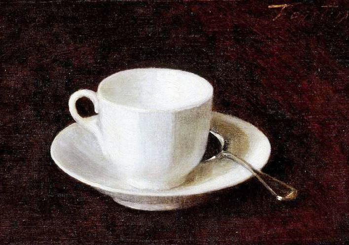 White Cup And Saucer by Henri Fantin-Latour