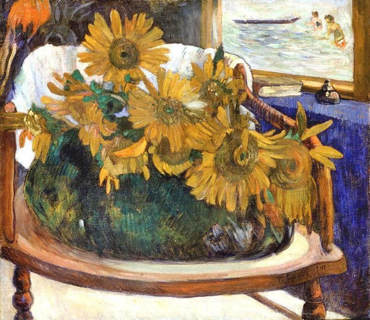 Still Life With Sunflowers On An Armchair by Paul Gauguin