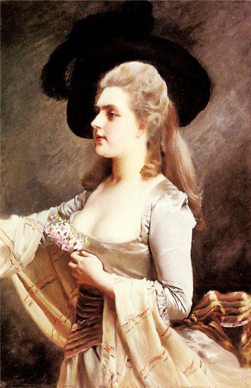 An Elegant Lady In A Black Hat by Gustave Jean Jacquet
